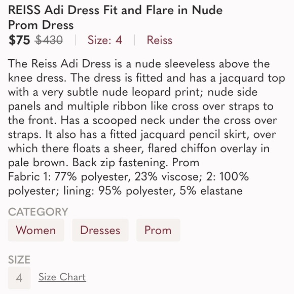 REISS Adi Dress Fit and Flare in Nude Prom Dress - Picture 3 of 3